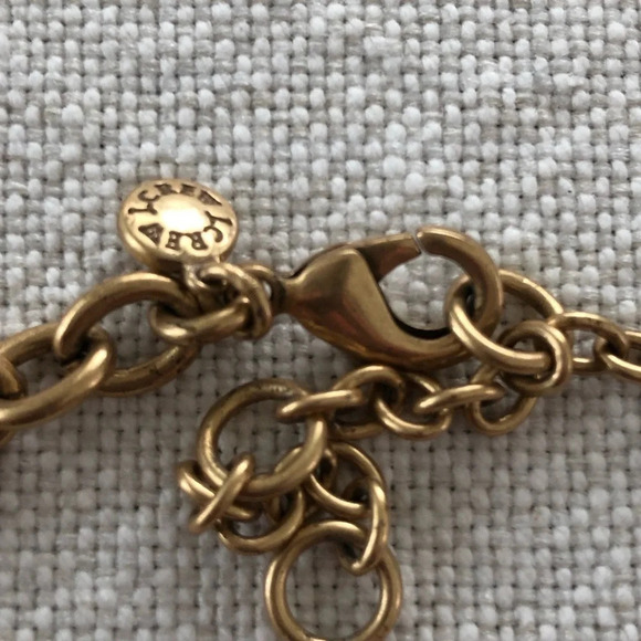 J Crew Brushed Gold Tone Orange Golden Brown Statement Necklace Fashion Jewelry - Picture 3 of 4